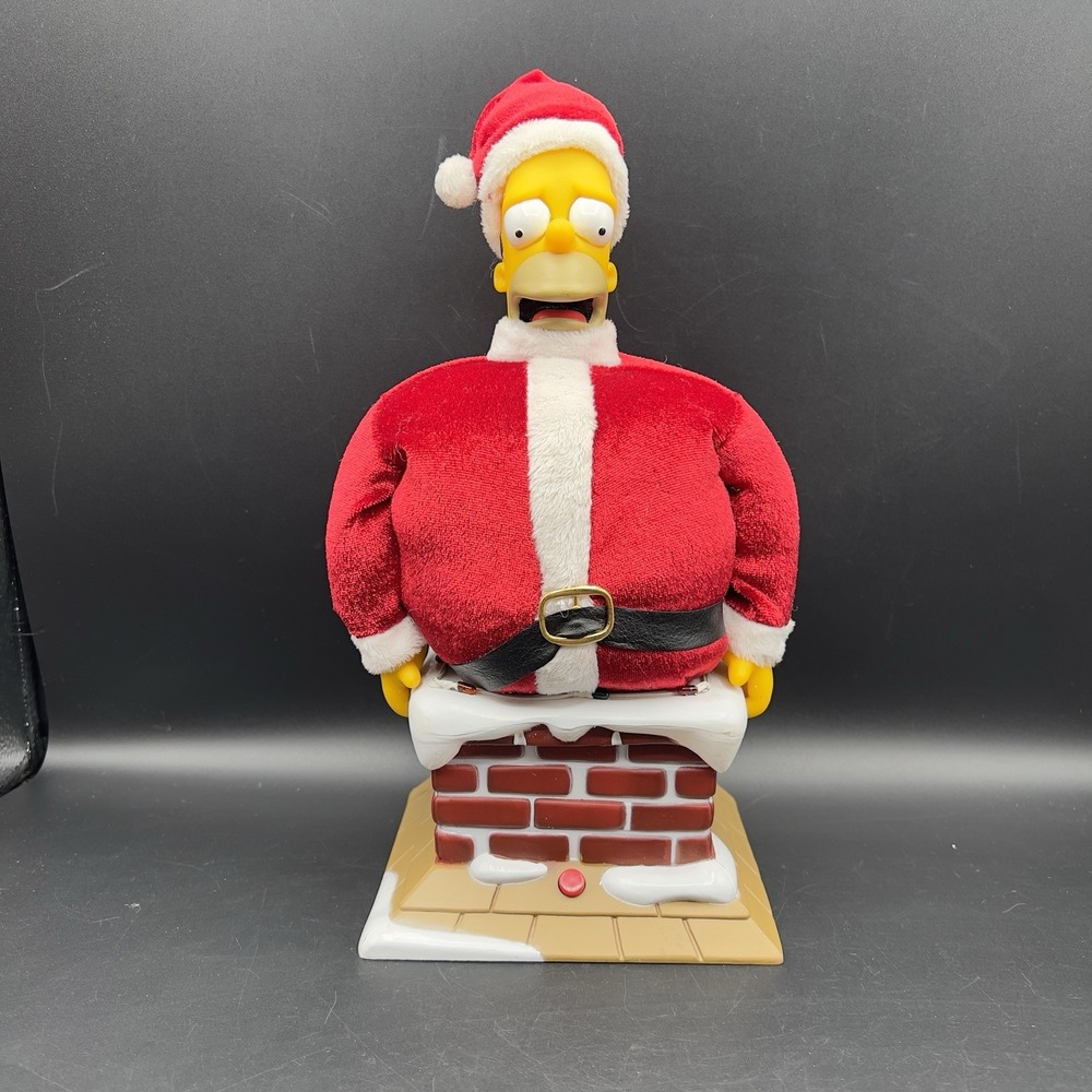 Gemmy The Simpsons Talking Santa Homer 2004 Santa Stuck In Chimney - Works Great